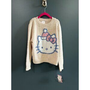 NEW Girls S (6/7) Hello Kitty & Friends Cream Fuzzy Sweater With Santa Hat Desig
